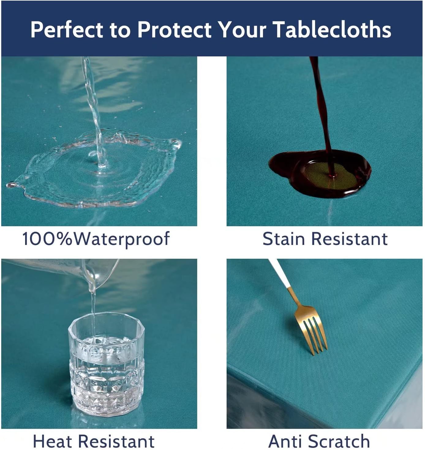 Romanstile 100% Waterproof Clear Plastic Tablecloth, Vinyl Rectangle PVC Table Cloths Protector Spill Oil Proof Wipe Clean Transparent Table Cover for Dining/Camping/Parties - 52 x 70, Crystal Clear