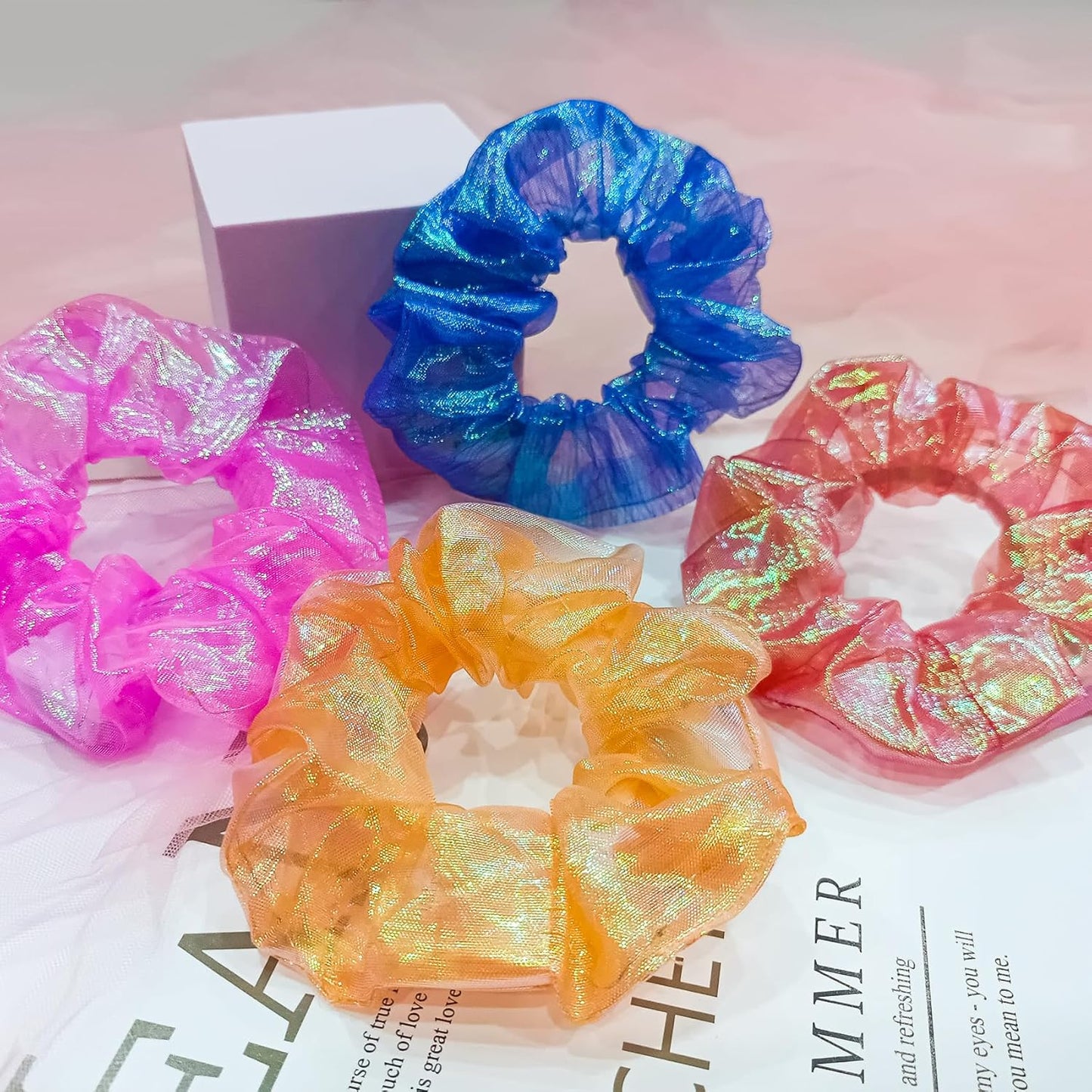 4Pcs Multi-Mode Light Up Scrunchies - Glow Hair Accessories for Women, Girls, Rave, Neon Party, Halloween & Christmas