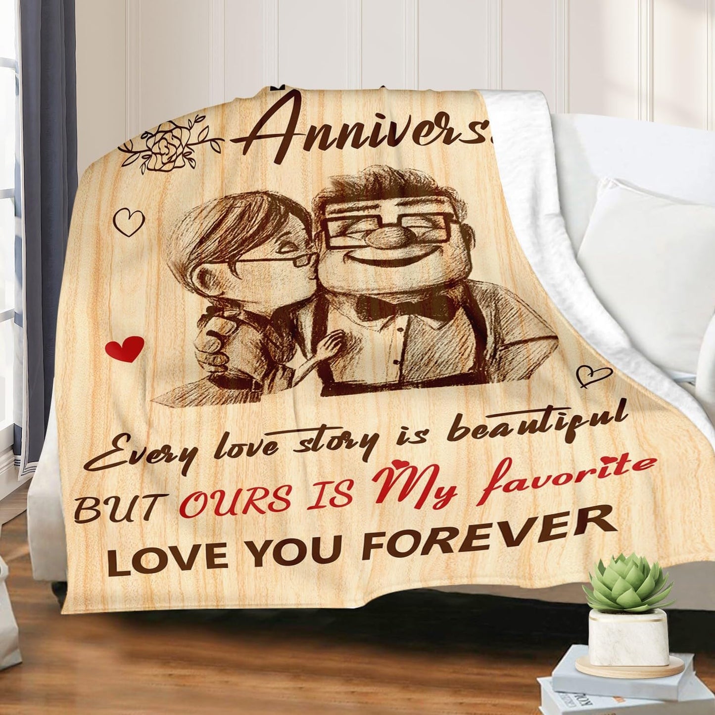 Romantic Anniversary Blanket Gifts for Her Him Couple - Anniversary Wedding Gifts for Men Women - Happy Anniversary Decorations for Husband Wife Girlfriend Boyfriend - Aniversario Blanket 50"x60"