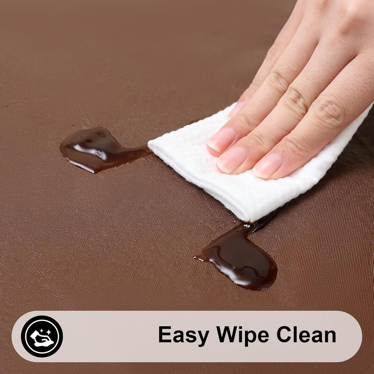 Smiry Rectangle Tablecloth, Elastic Fitted Flannel Backed Vinyl Tablecloths for 5ft Folding Tables, Waterproof Wipeable Table Covers for Indoor, Outdoor, Picnic and Camping (Coffee, 30"x60")