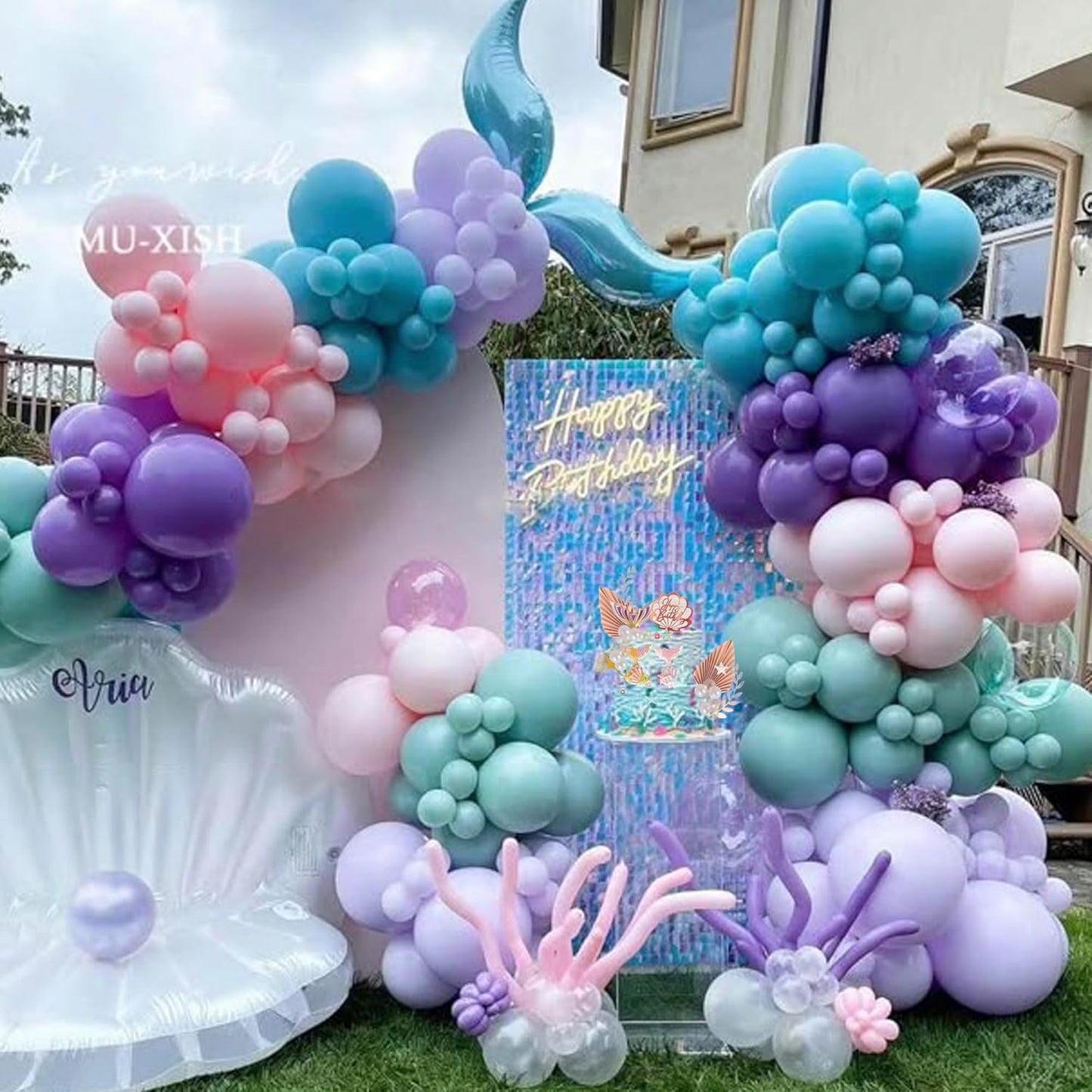 Rsstarxi 30 Pack Mermaid Theme Cake Decoration Shell Starfish Bubble Mermaid Cake Pick Decoration for Under the Sea Theme Girls Birthday Party Cake Decorations