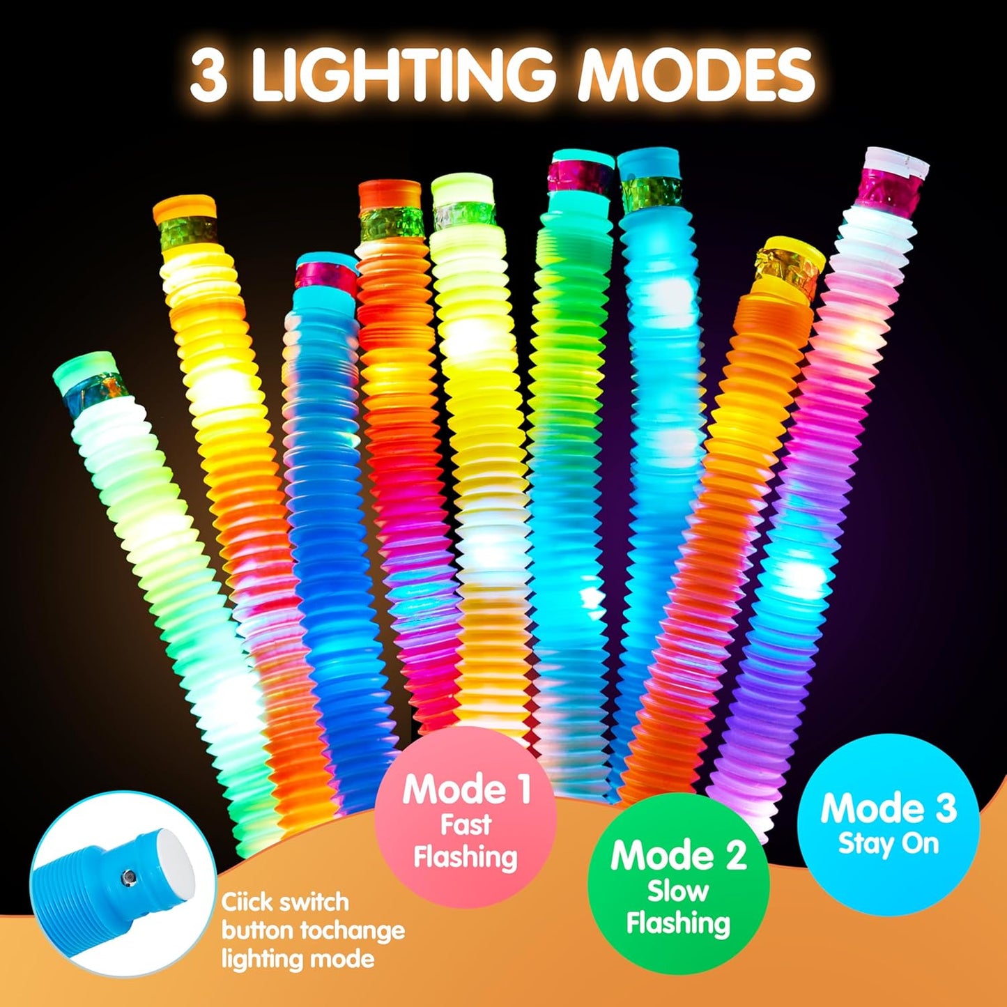 JOYIN 9 Pack Halloween Glow Sticks Party Favors for Kids, Light Up Pop Tubes Glow Necklaces Bracelets Party Supplies for Toddlers Boys Girls Birthday Gifts, Christmas, Goodie bags