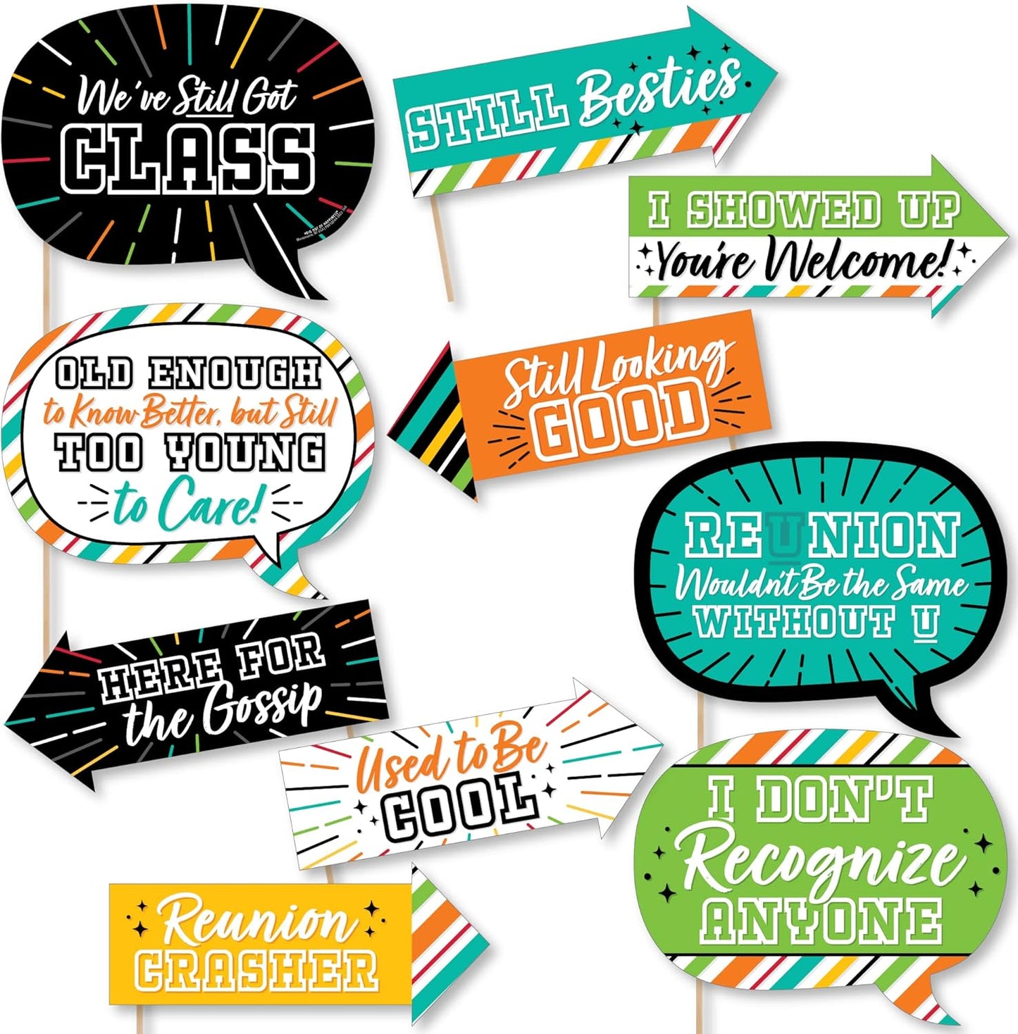 Big Dot of Happiness Funny Still Got Class - High School Reunion Party Photo Booth Props Kit - 10 Piece