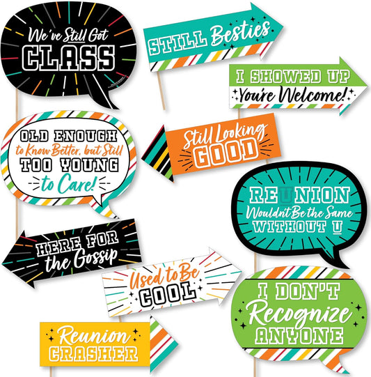 Big Dot of Happiness Funny Still Got Class - High School Reunion Party Photo Booth Props Kit - 10 Piece