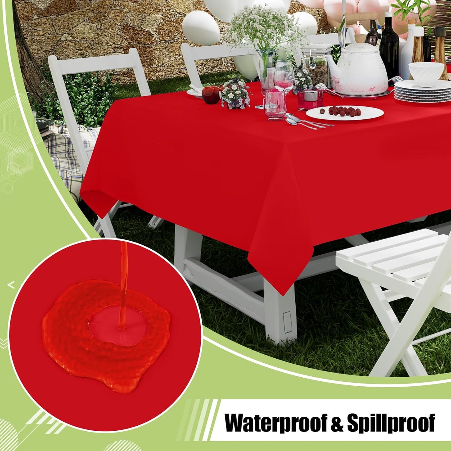 Smiry 54 Inch x 300 Feet Disposable Table Cover Roll, Red Plastic Table Cloth in Cut-to-Size Box with Slide Cutter, Waterproof Rectangle Tablecloths for Weddings, Banquets, Outdoor