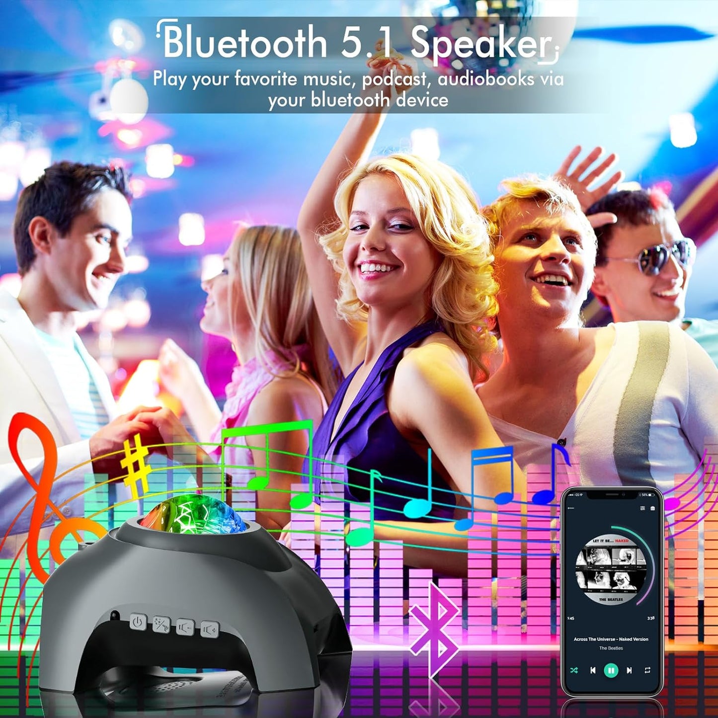 Rossetta Galaxy Projector, Star Projector LED Lights for Bedroom, White Noise Aurora Projector, Night Light for Kids Room, Adults Home Theater, Ceiling, Room Decor, Gift for Christmas, Birthday