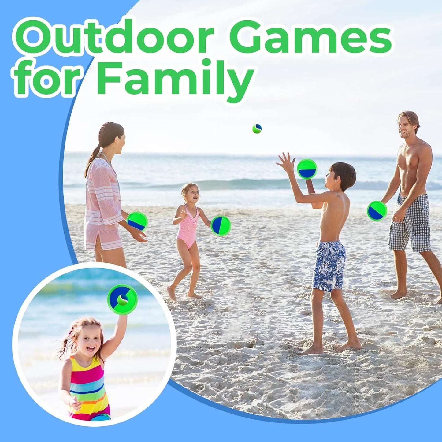 Kids Toys - Outdoor Games for Kids, Toss and Catch Ball Set with 6 Paddles 3 Balls, Gifts for 3 4 5 6 7 8+ Year Old Boys Girls Christmas Birthday, Perfect for Backyard, Parties, Camping, Family