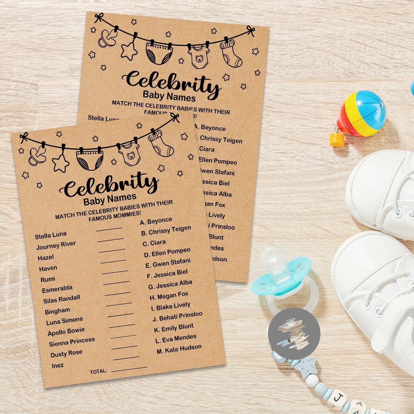 Baby Shower Game, Celebrity Baby Names, Baby Shower Party Games Supplies & Activities, Baby Shower Decorations, Baby Shower Ideas, Set of 30 Cards, Kraft