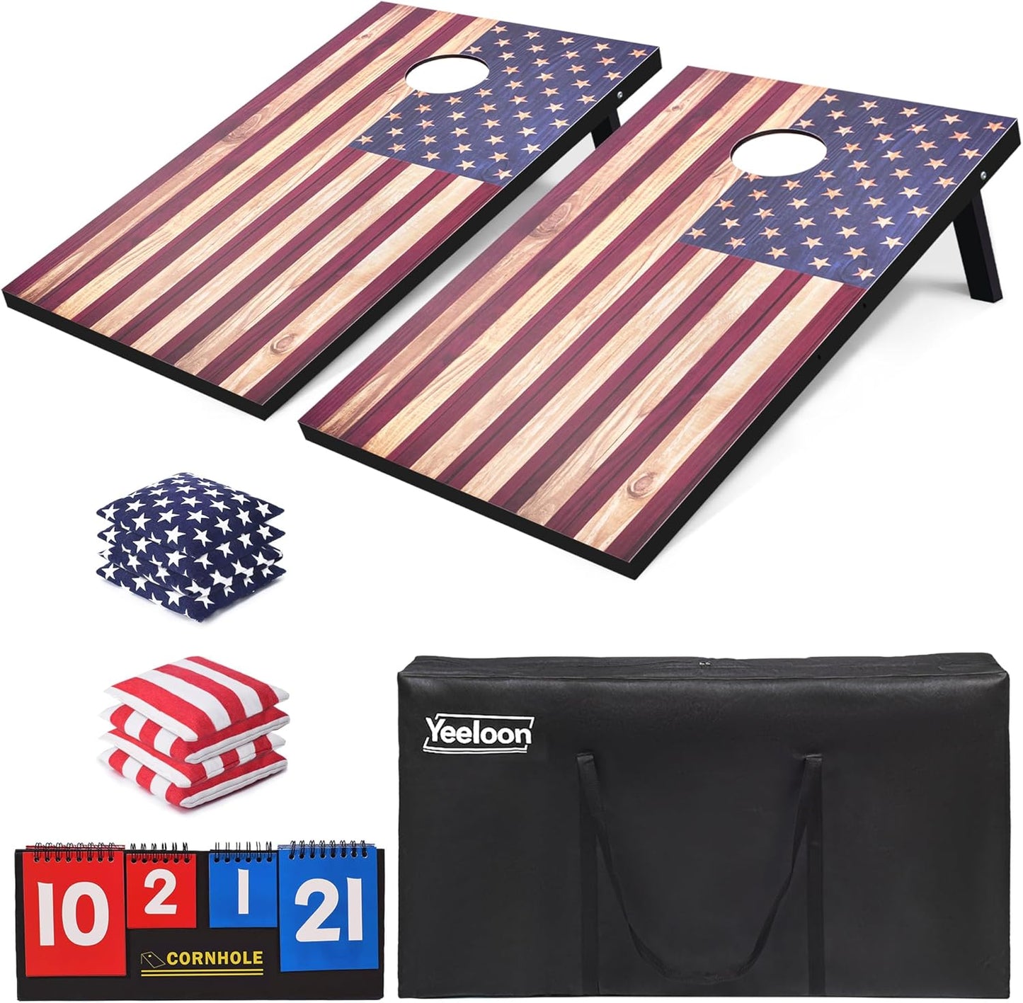 Cornhole Set, Regulation/Tailgate Size Cornhole Boards with 8 Bean Bags and Carrying Case, 4x2/3x2 Corn Hole Outdoor Game Toss Board for Adults Outside Activities
