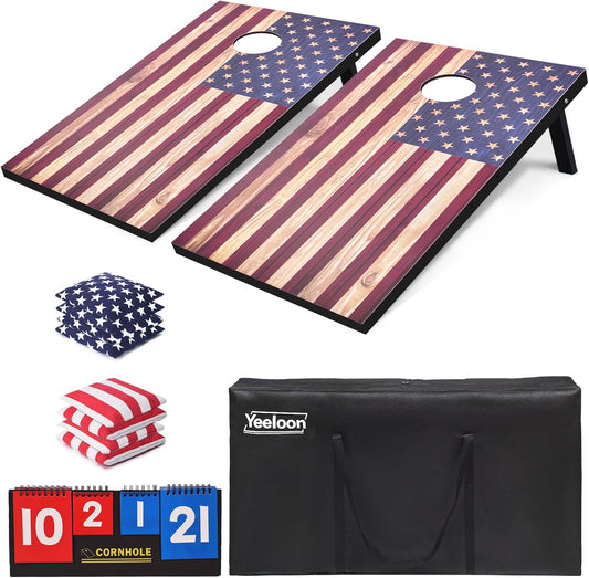 Cornhole Set, Regulation/Tailgate Size Cornhole Boards with 8 Bean Bags and Carrying Case, 4x2/3x2 Corn Hole Outdoor Game Toss Board for Adults Outside Activities