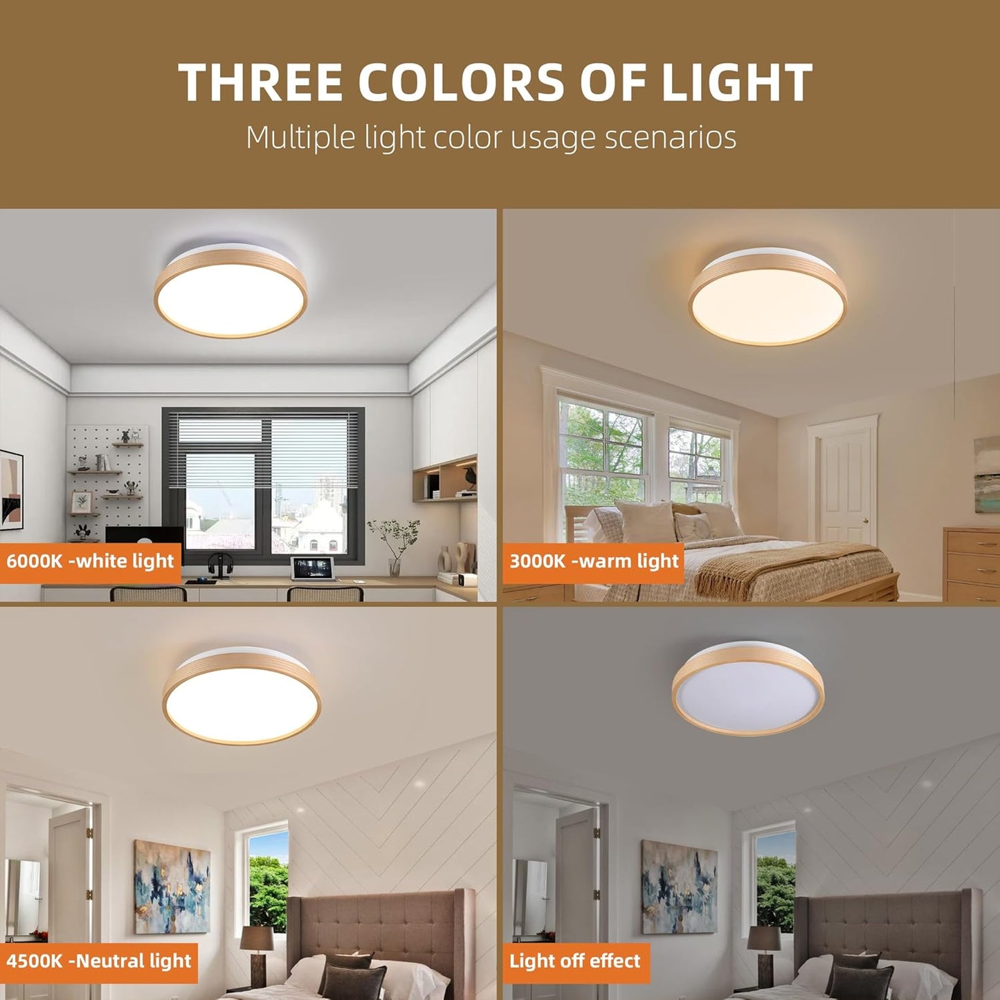 HOREVO Dimmable LED Flush Mount Ceiling Light Fixtur with Bluetooth Speaker & RGB Color Changing Light,24W 2700k-6500K, Modern Ceiling lamp with Remote Control for Living Room Bedroom Kitchen Dining‌