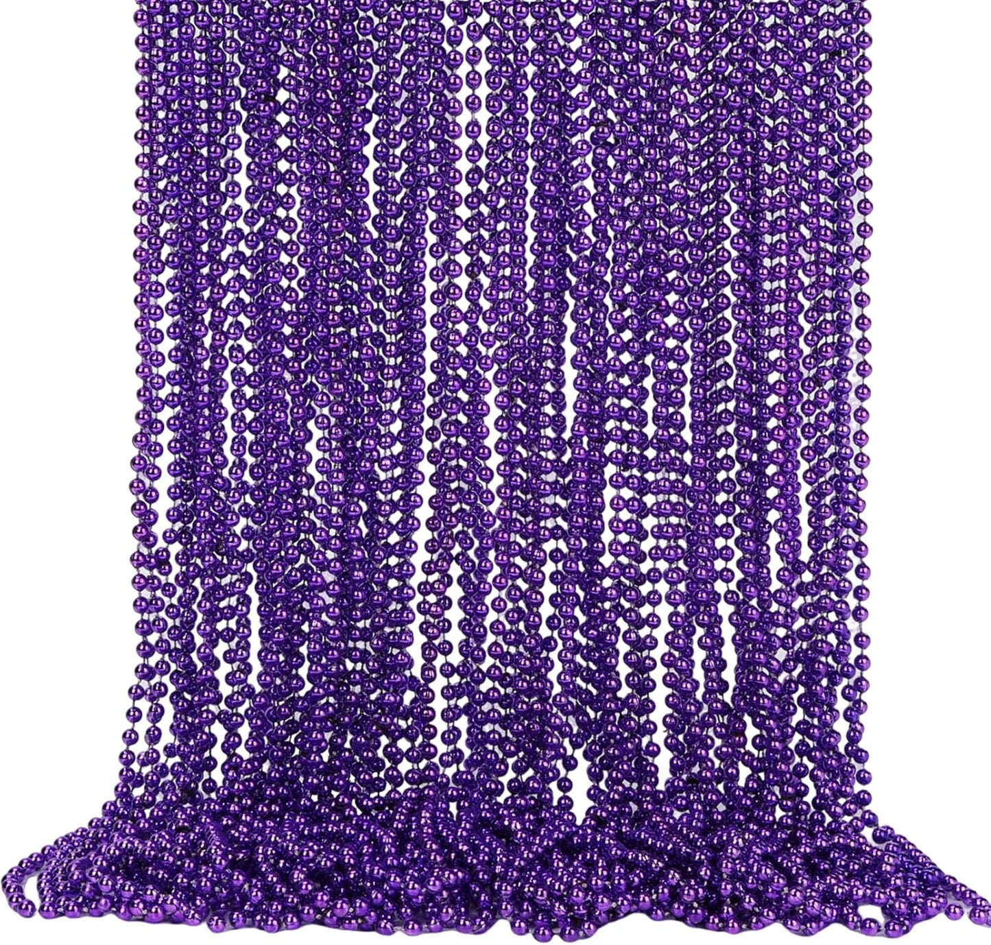 48 Pack Mardi Gras Beads Necklaces, 33 Inch Plastic Beads for Party Favors, Festival Decorations, Parade Throws, Christmas, St. Patrick's Day Celebrations