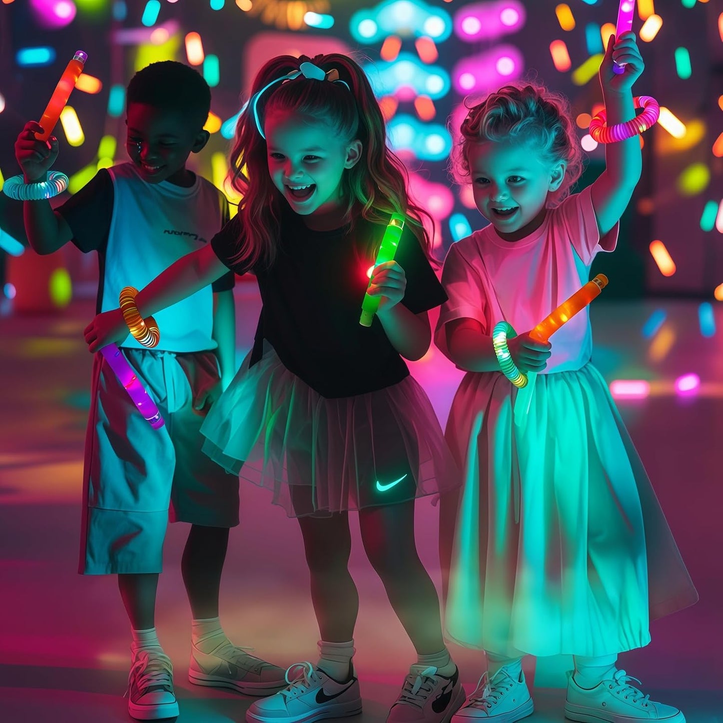 OceanWings 12PC Lights up Pop Tube Set for Kids Adults,Christmas Glow Sticks Stretchy Tube Fidget Toys for Classroom Prizes Birthday Concert Glow in The Dark Party Supplies Favor for Boys Girls