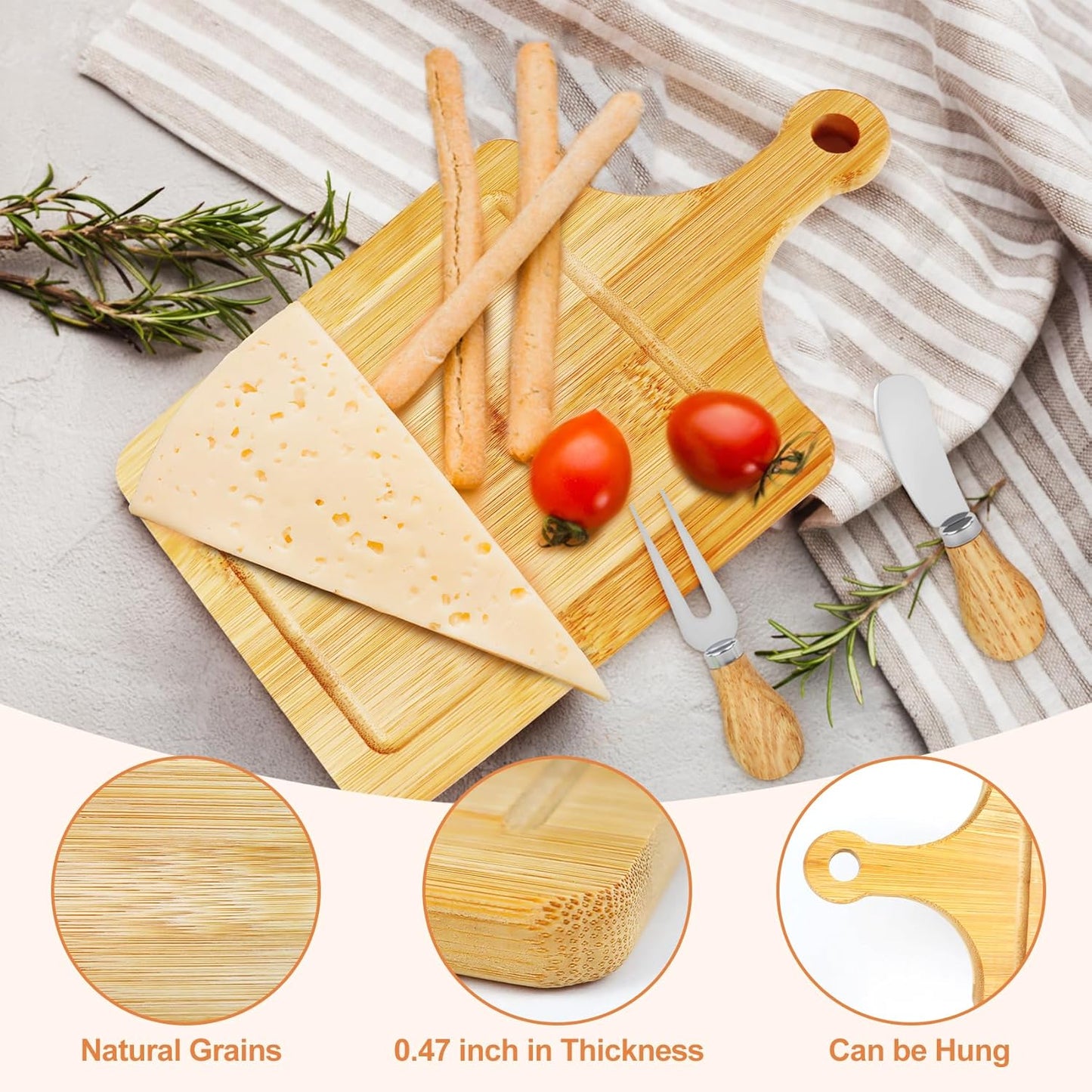 56pcs Baby Shower Prizes for Game Winners Adults, 6 Sets Bridal Shower Prizes for Guests Include Bamboo Cheese Board Spoon Butter Spreaders Fork Towel Roll Ribbon