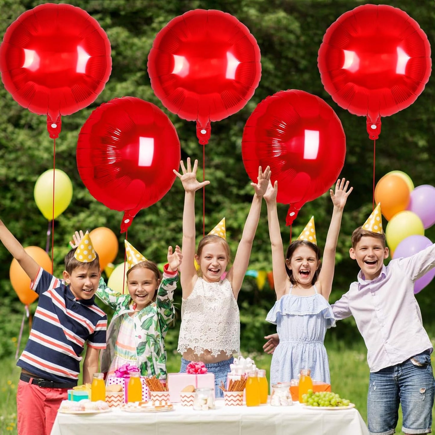 20 Pcs Red Round Shaped Balloons,18 Inch Round Foil Balloon,Giant Round Mylar Balloon Helium Balloons for Birthday Party Baby Shower Wedding Decorations (Red)