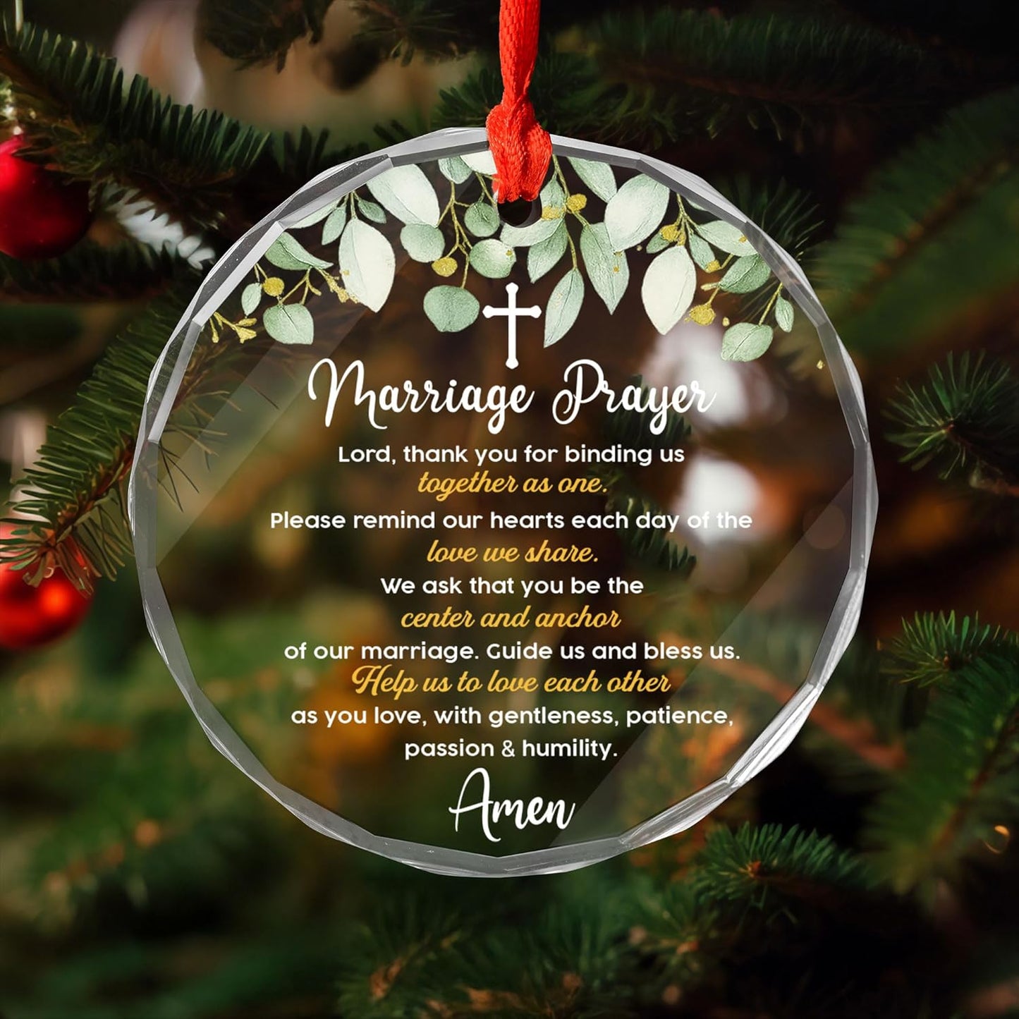 Christian Wedding Gifts for Couple 2025 - Marriage Prayer Religious Wedding Gift for Newlyweds, Married Couples Anniversary, Bride, Groom - Mr & Mrs Decor, Bridal Shower Gift - Glass Ornament (MP2)