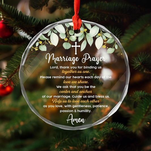 Christian Wedding Gifts for Couple 2025 - Marriage Prayer Religious Wedding Gift for Newlyweds, Married Couples Anniversary, Bride, Groom - Mr & Mrs Decor, Bridal Shower Gift - Glass Ornament (MP2)