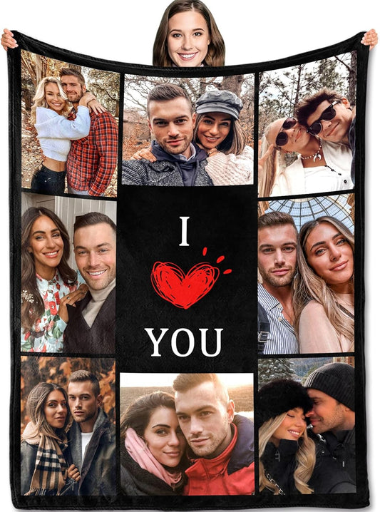 Yofair Ships Next Day, Custom Blanket with Picture Anniversary Wedding Gifts for Women Men Personalized Photo Blankets I Love You Couple Gift for Boyfriend Girlfriend Wife Husband
