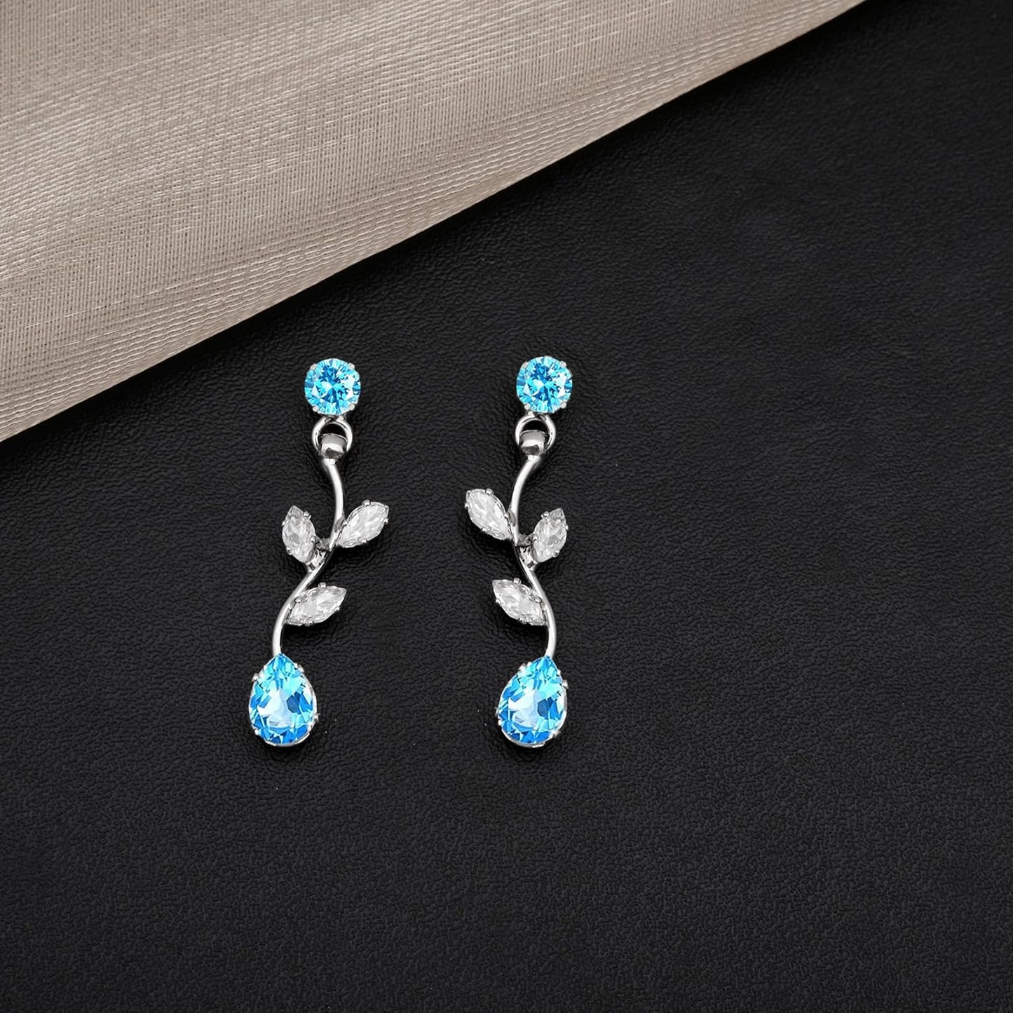 Elegant Bridal Jewelry Sets for Wedding Bride Leaf Shape Cubic Zirconia Necklace Earrings Bracelet Set Prom Costume Accessories