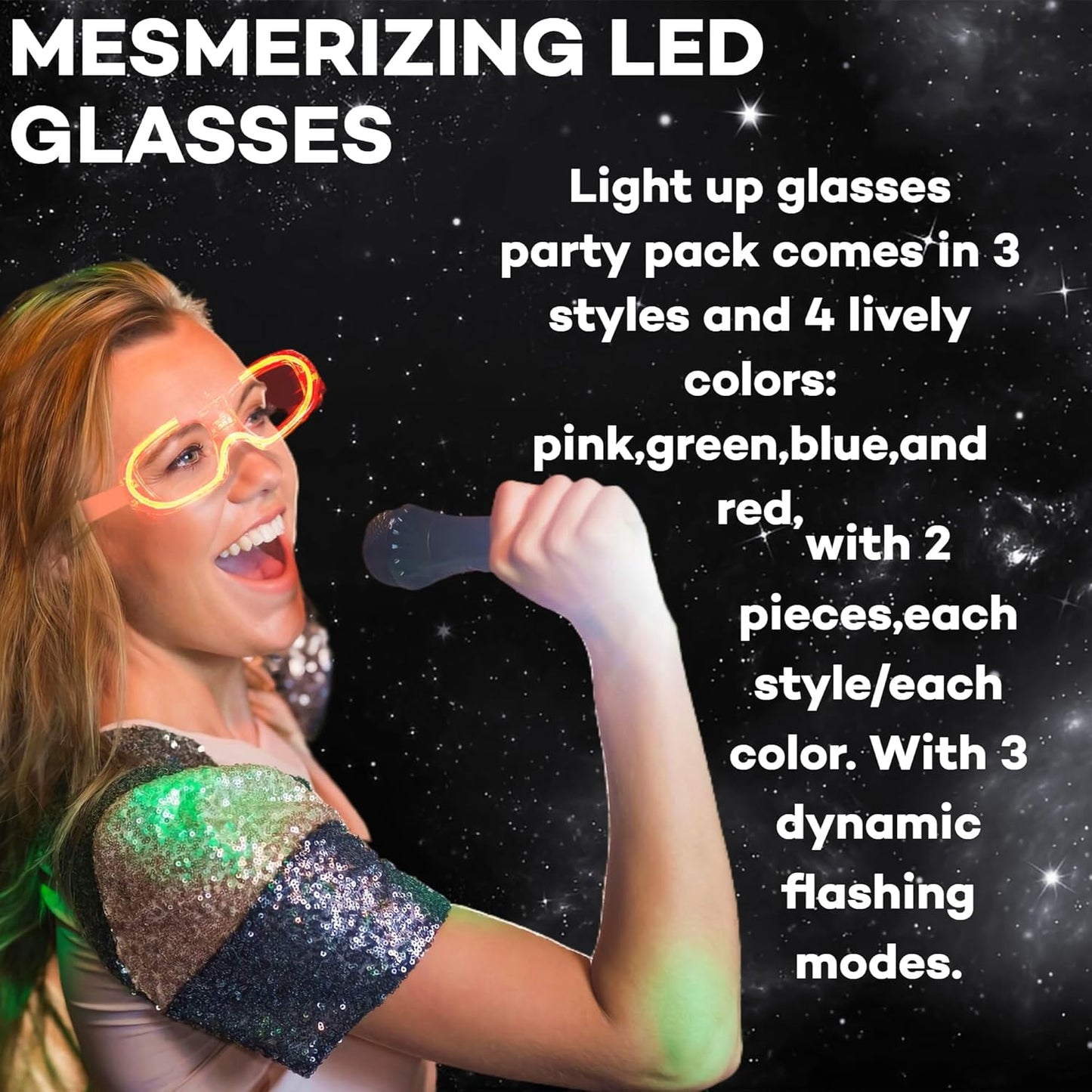 Fsmiling 24 Pack Light Up Glasses Adults Led Glasses Glow In The Dark Party Supplies for Adults Party Favor