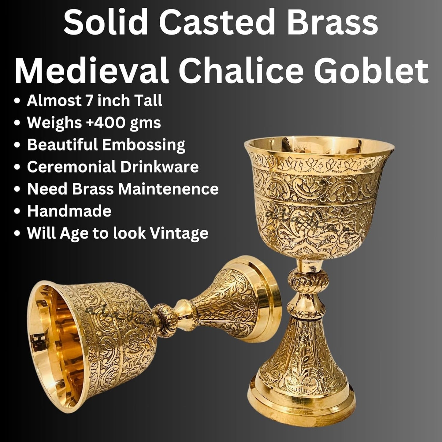 ALADEAN Vintage Chalice Goblet | 1x Royal Wine Cups of King Arthur - Renaissance Medieval Goblet Gifts, Wedding Anniversary Ceremonial Drinkware Pack of 1pc (King Chalice)