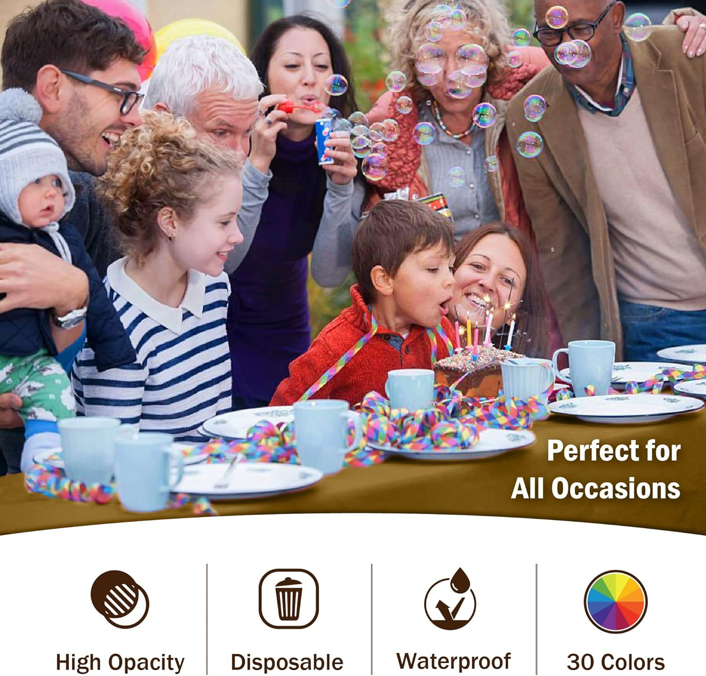 Exquisite 66% Thicker Premium Plastic Table Cloth Rectangle Table Cover 0.5 Mil 6 Pack Gold Table Cloth 54 Inch x 108 Inch Disposable Tablecloth Won't Tear Easily Like Cheap Thin Brands