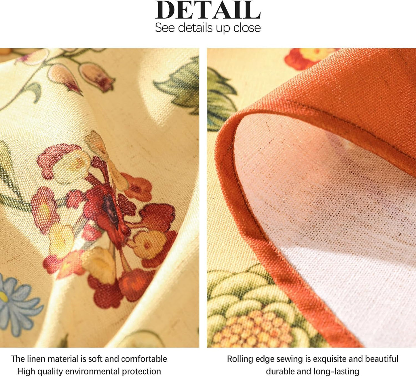 Vintage Linen Small Tablecloth for Square Table,Yellow Floral French Wrinkle Free Tablecloths,Decorative Table Cover for Kitchen,Dining,Thanksgiving,Christmas,55"*55"-Bellano