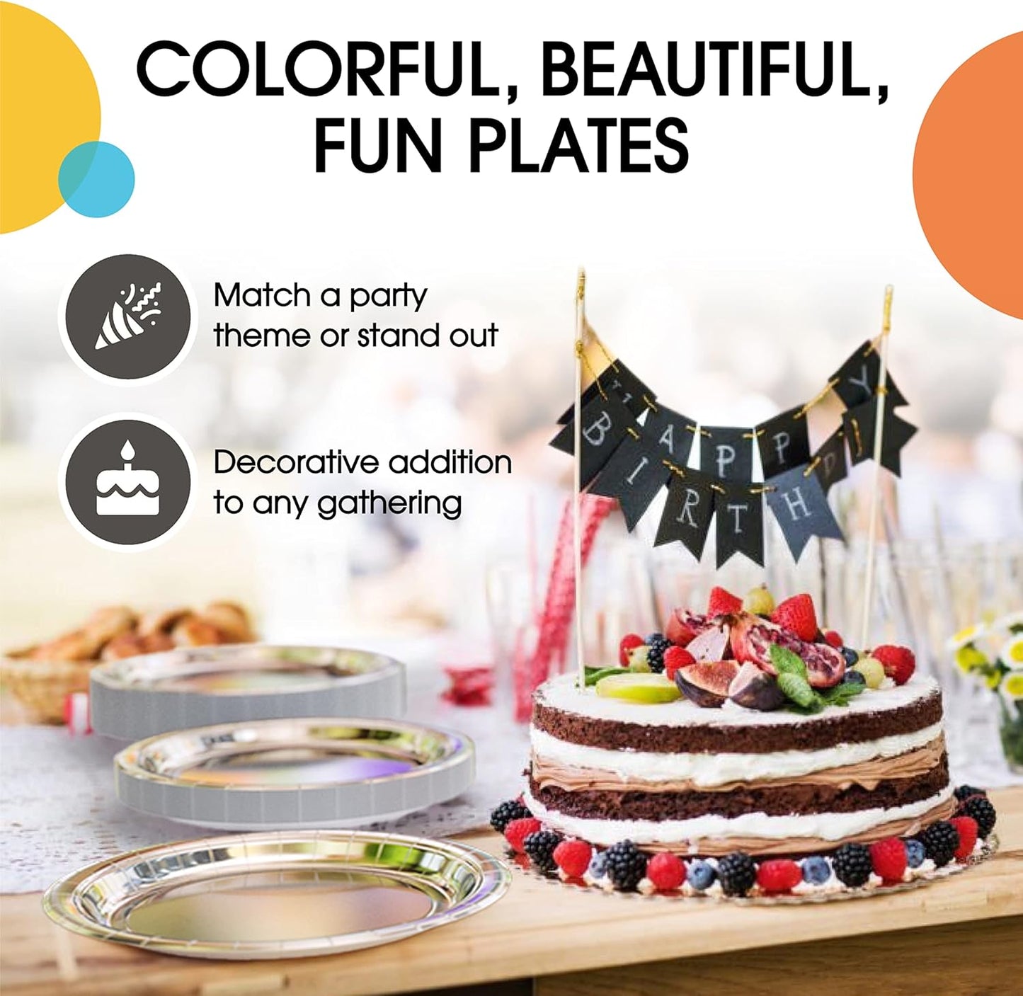 Exquisite Silver Paper Plates Disposable Heavy Duty 9 Inch Silver Disposable Plates For Party 100 Pcs Heavy Duty Paper Plate 350 GSM, Birthday Party Supplies Plate Set