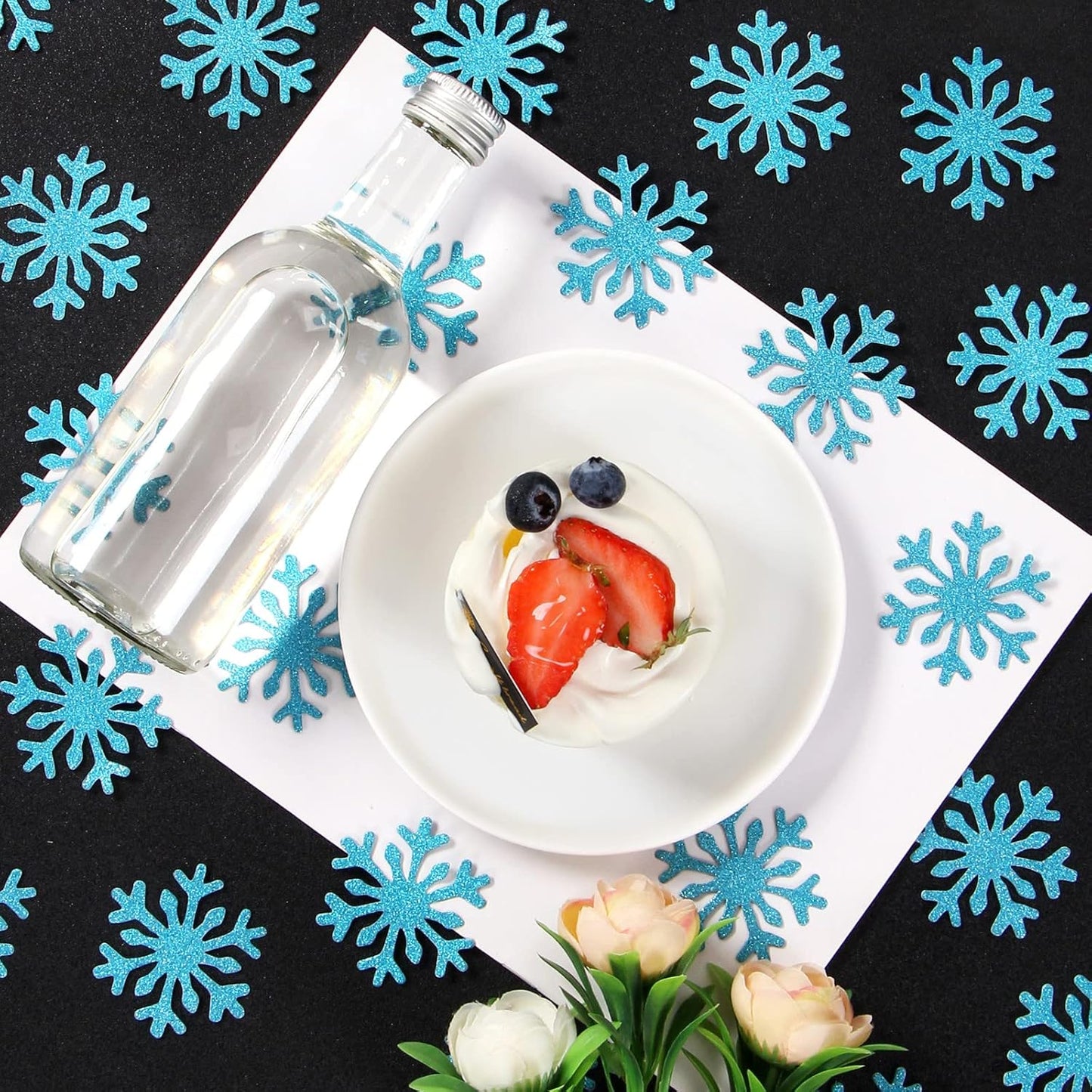 Snowflake Teal-Blue Party-Decorations Frozen Confetti - 100pcs Glitter Paper decor Christmas Table Confetti,Winter Wonderland Birthday Party Supplies New Year Decor Lasting Surprise