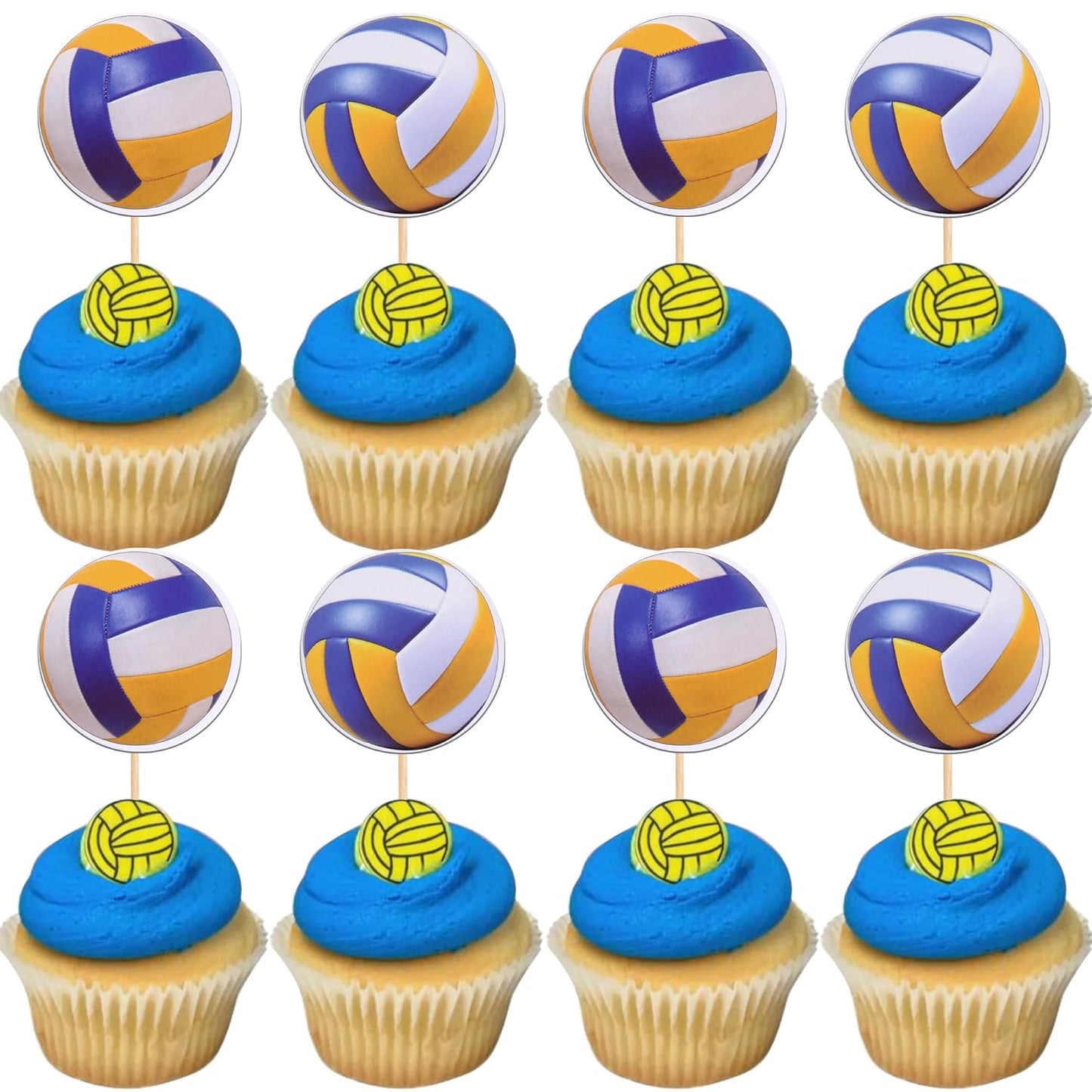 36 PCS Volleyball Cupcake Toppers Volleyball Game Player Sports Ball Cupcake Picks for Volleyball Theme Baby Shower Kids Birthday Party Cake Decorations Supplies