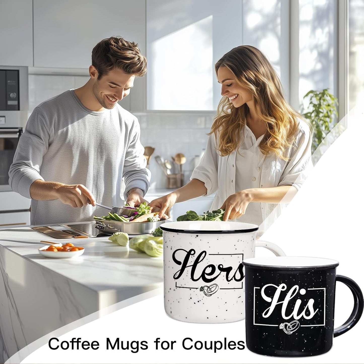 His and Hers Mugs Set Of 2 Coffee Mug 10 Ounce, Wedding and Bridal Shower Gift, His and Hers Gifts, Engagement Couple Mug Cup Gift for Bride and Groom,Thanksgiving and Christmas Gifts