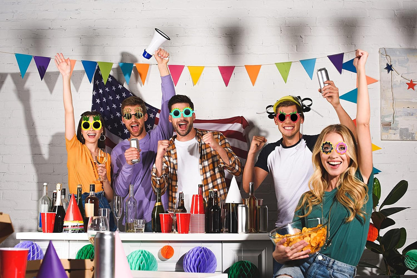 Party Sunglasses - 9 Pairs Funny Hawaiian Glasses, Funny Novelty Giant Fancy Summer Kids Party Favors,photo booth props Beach Themed Party Supplies Decoration