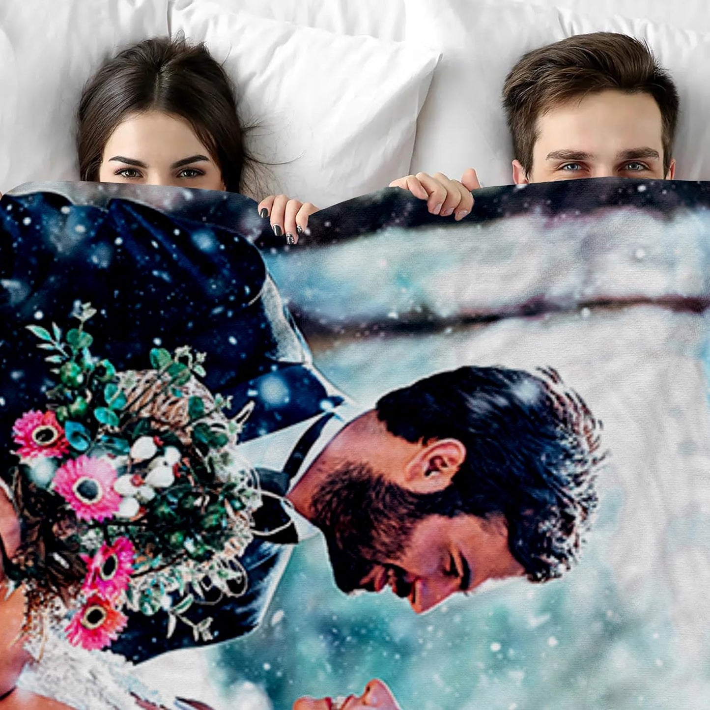 Personalized Valentine's Day Birthday Photo Blankets for Girlfriend Boyfriend Gifts, Custom Gifts for Couples Wife Husband Photo Blankets for Her Him Anniversary Wedding Gifts