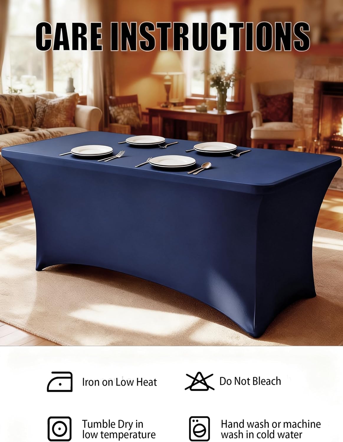 6FT White Table Cloth - 6 Pack Fitted Stretch Rectangle Spandex Tablecloth, Washable Table Cover for Party, Picnic, Wedding, Banquet, Birthday and Festival(30" x 72")