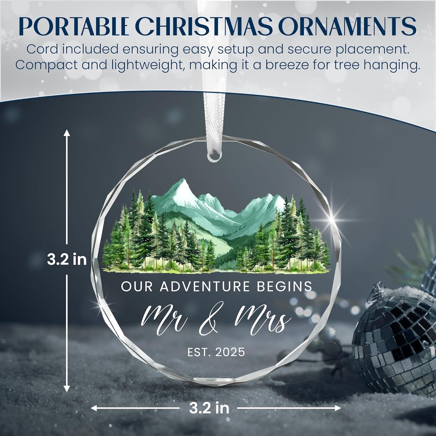 Christmas Anniversary Wedding Gifts for Couples - Mr & Mrs Glass Christmas Ornaments 2025 for Tree Decorations - Anniversary Couples Gifts for Him and Her Men Women, Husband Wife Gift Ideas