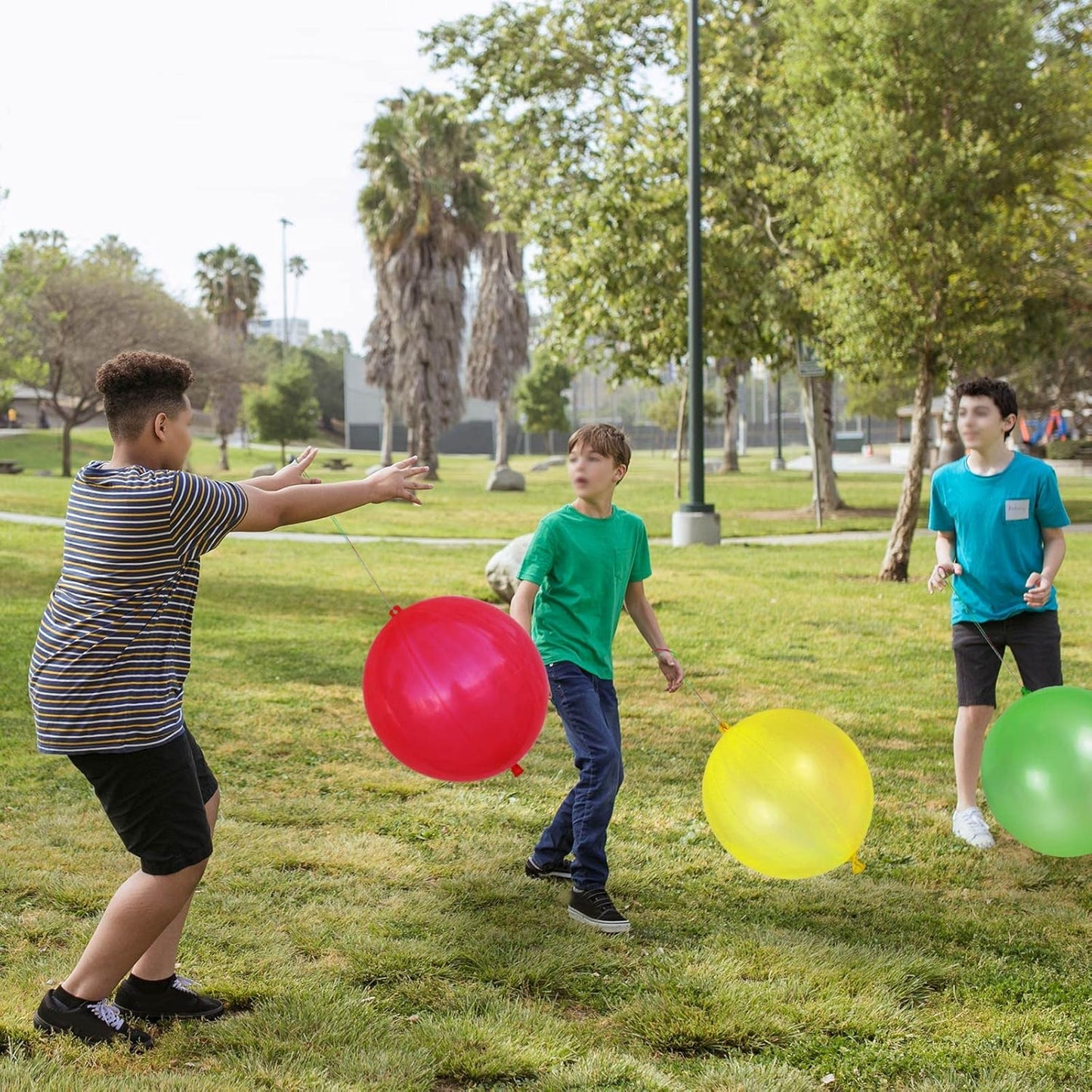 30Pcs Punch Balloons, Thickened Neon Punching Balloon Heavy Duty Party Favors for Kids with Rubber Band Handle, Bouncy Balls for Birthday Weddings Goodie Bag Stuffer Supply