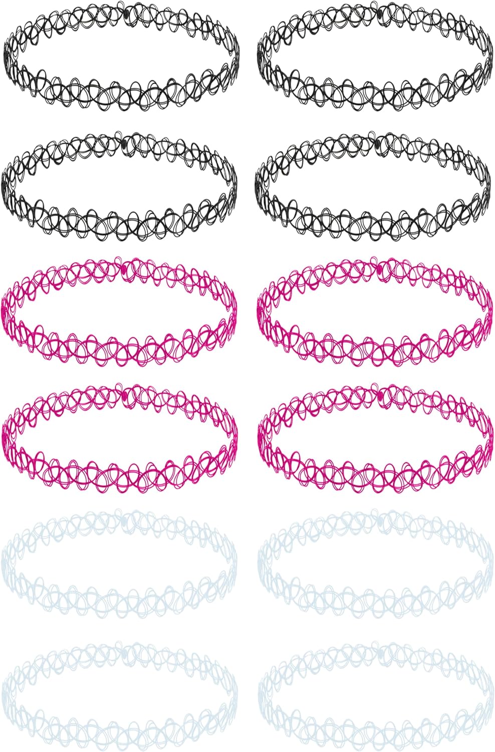 BodyJ4You 12PC Tattoo Choker Necklace - 90s Accessories 2000s Jewelry Y2K Fashion Vintage Trendy - Rainbow Goth Black Pink Green Blue White - Adjustable Stretchy Elastic Necklace Summer Vacation Set