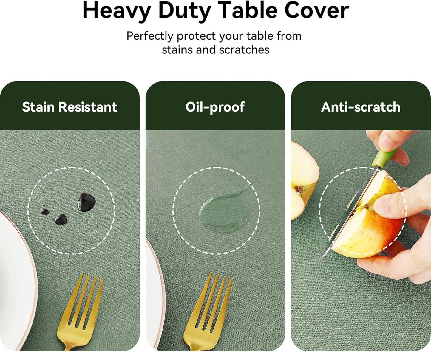 Romanstile 100% Waterproof PVC Tablecloth Rectangle, Oil Spill Proof Stain Resistant Vinyl Table Cloth, Wipe Clean Plastic Table Covers for Kitchen/Dining/Parties - 54 x 78 Inch, Sage Green