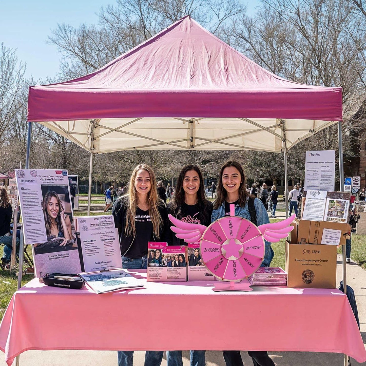 WinSpin 12" Pink Angel Prize Wheel Tabletop Spinning Fortune 8 Slots for Party Events Club Carnival Spinner Game Tradeshow