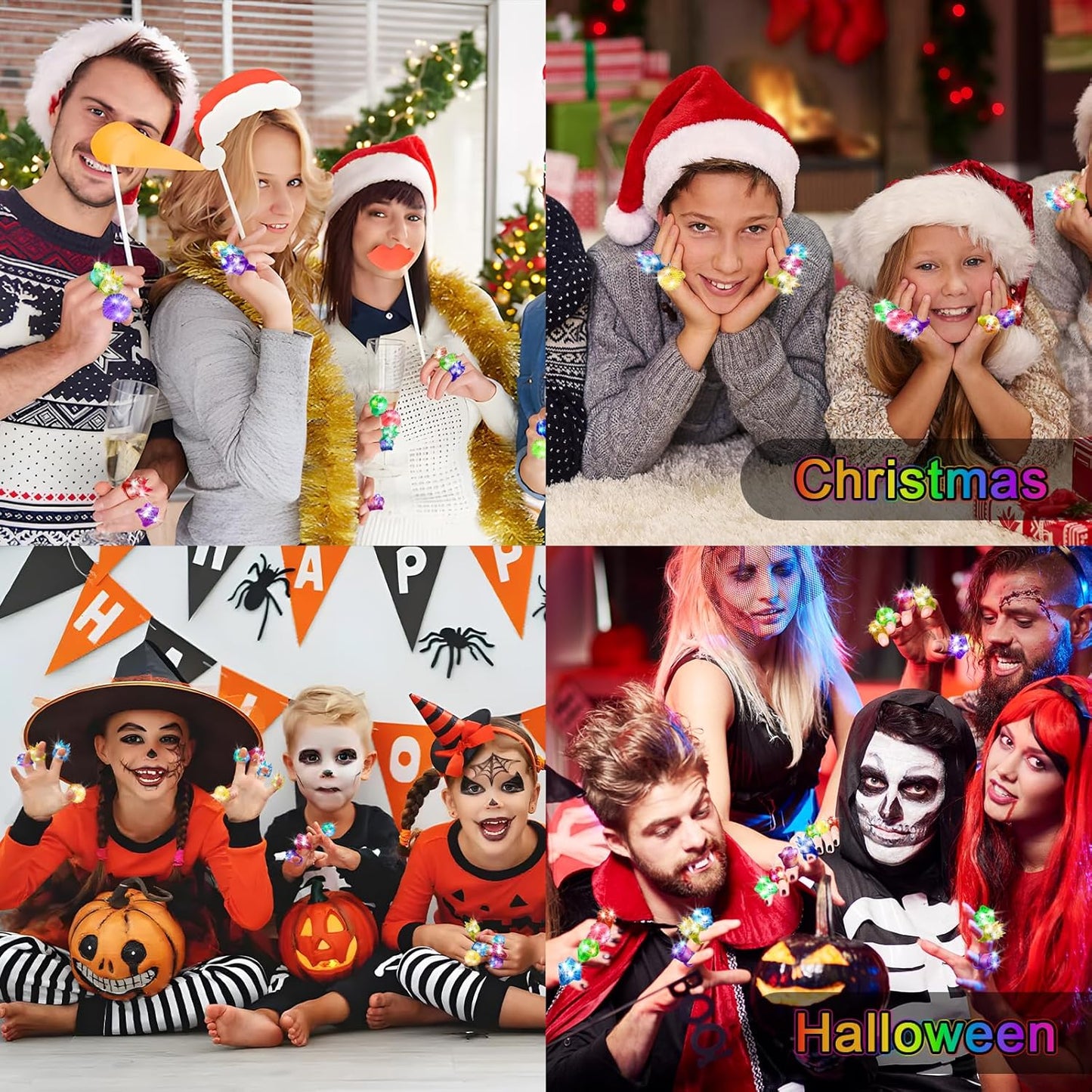 Light Up Rings, Glow In The Dark Party Supplies, 6 Style Flashing Glow In The Dark Rings