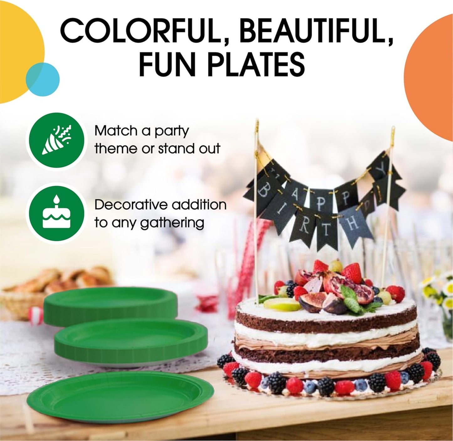 Exquisite Emerald Paper Plates Disposable Heavy Duty 10 Inch Emerald Disposable Plates For Party 100 Pcs Heavy Duty Paper Plate 350 GSM, Birthday Party Supplies Plate Set