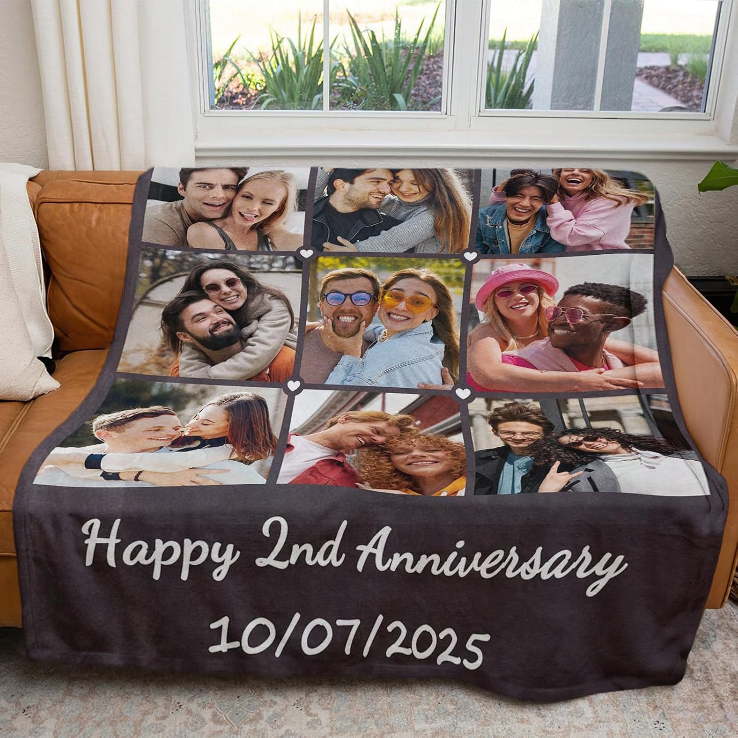 MeMoShe Custom Blanket with Picture Personalized Photo Blanket Wedding Gifts for Couples Husband Wife Customized Blanket I Love You for Girlfriend Boyfriend-9 Photos