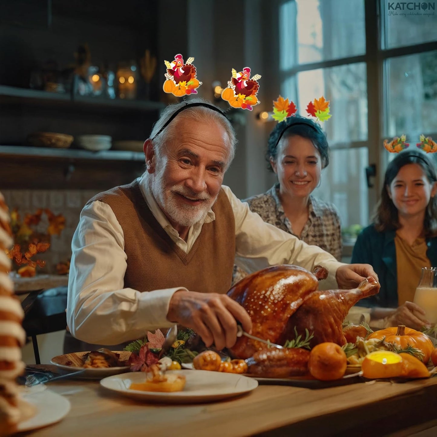 KatchOn, Thanksgiving Headbands - Pack of 18 | Turkey Headbands Thanksgiving Party Favors | Thanks Giving Decorations, Turkey Photo Booth Props | Harvest Party Favors