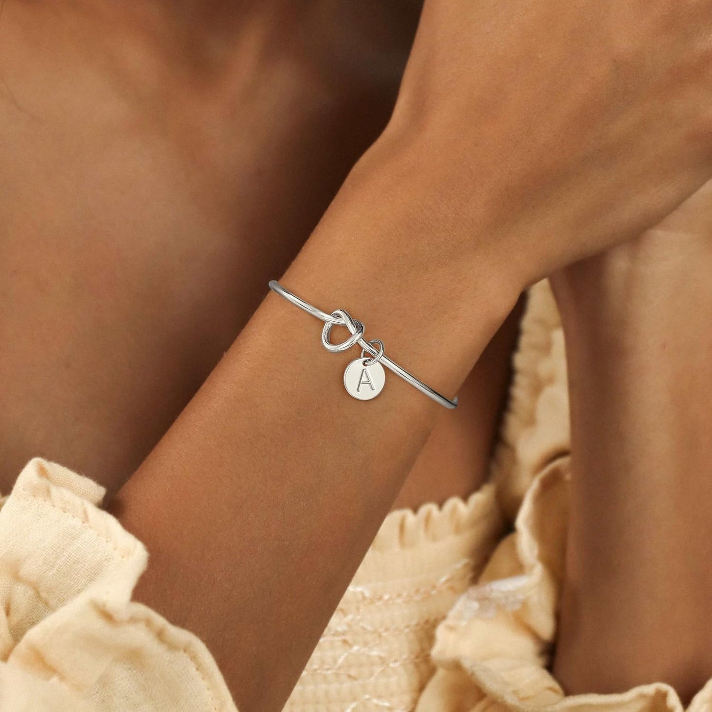 Turandoss Initial Bracelets for Women - Dainty Knot Letter A-Z Initial Bracelet for Women, Personalized Cuff Bangle Bracelet for Women, Jewelry for Women