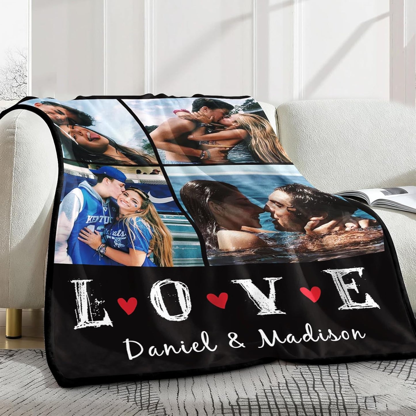 Yofair Ships Next Day, Custom Blanket with Picture Anniversary Wedding Gifts for Women Men Personalized Photo Blankets I Love You Couple Gift for Boyfriend Girlfriend Wife Husband