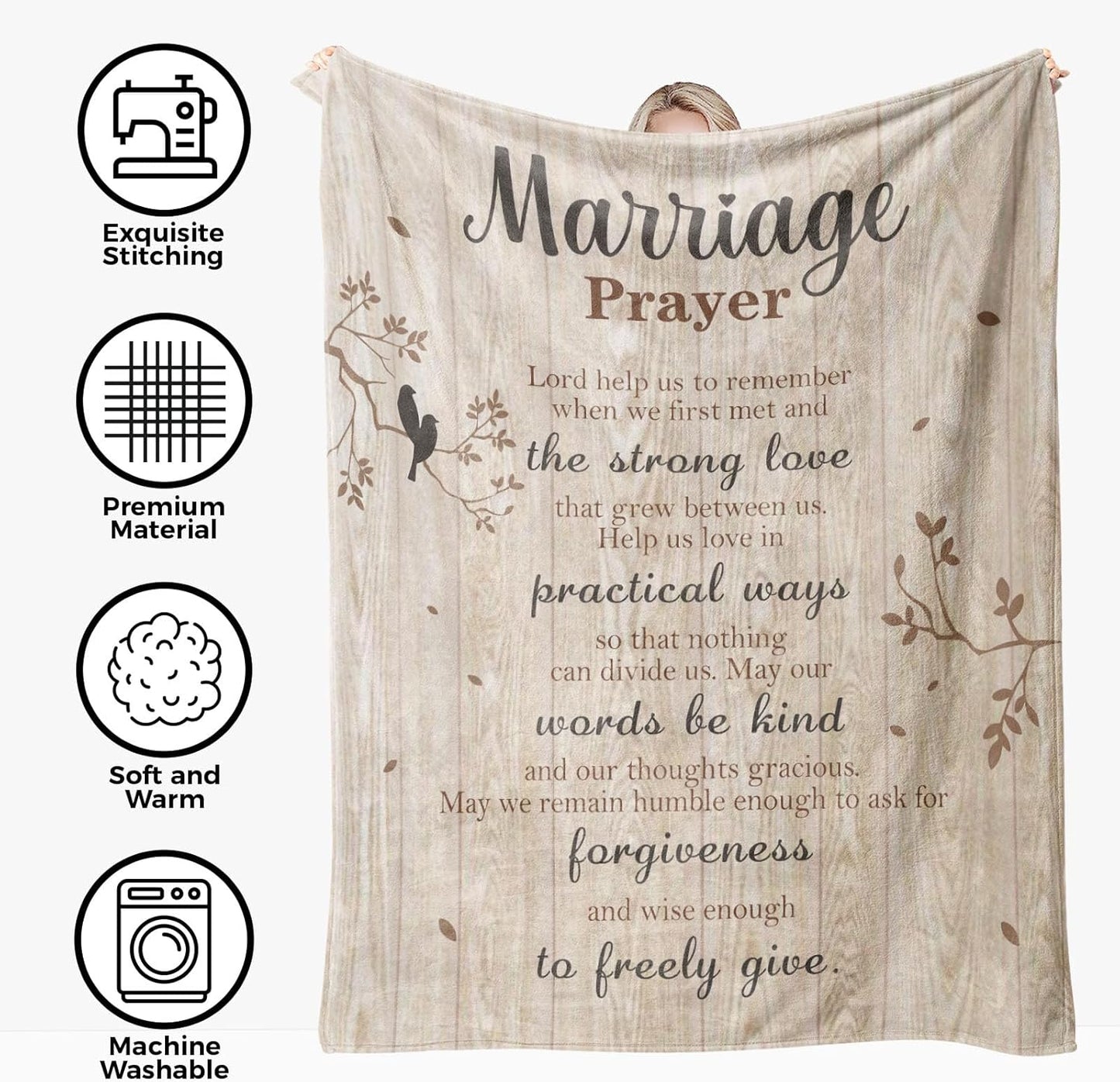 Uniquilling Wedding Gifts for Couples 2025, Newlyweds Gifts for Couples Bridal Shower Gift, Best Bride Gifts for Wedding Day, Marriage Prayer Throw Blanket 60"x 50"