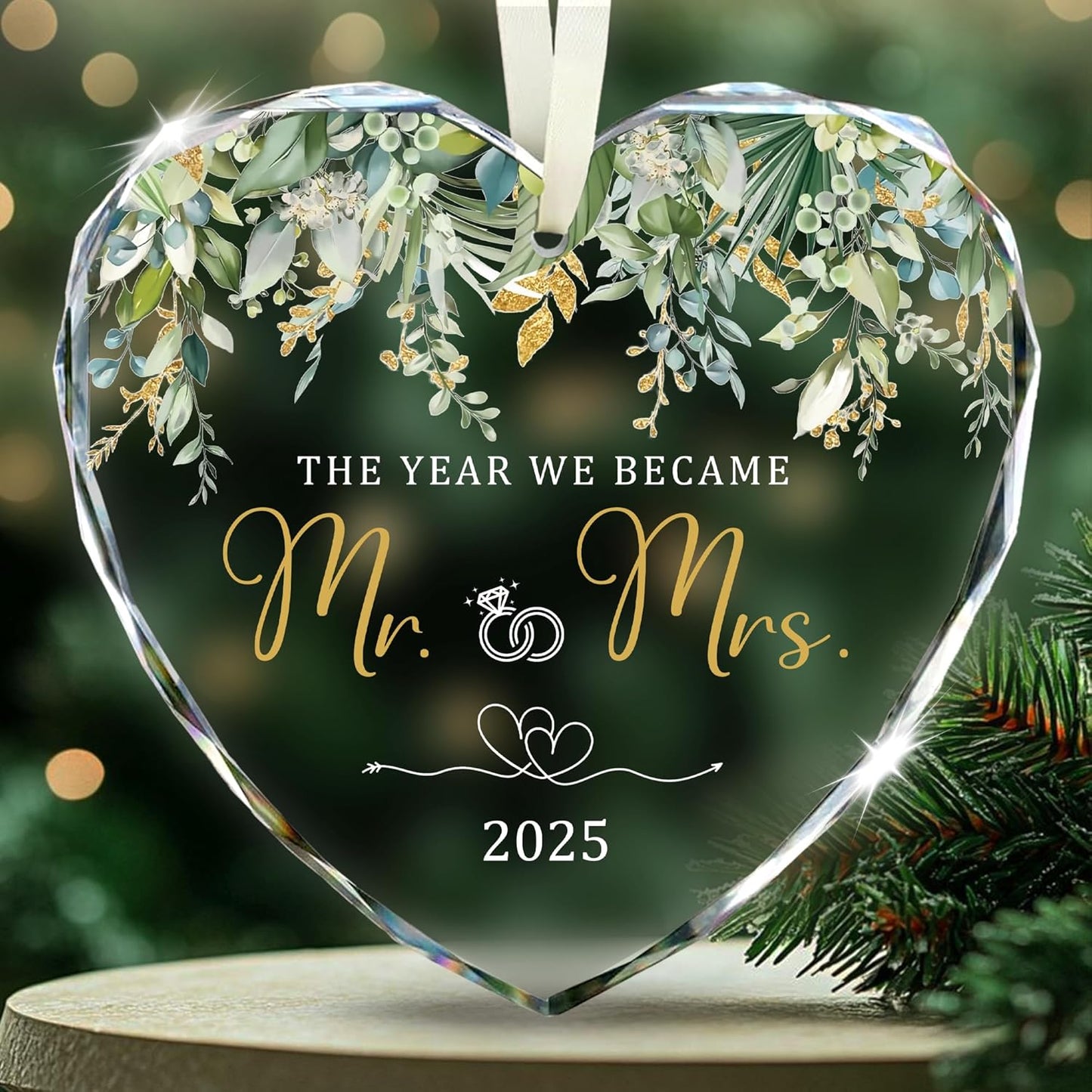 The Year We Became Mr. & Mrs. Ornament 2025 – First Christmas Married Ornaments – Wedding Ornament 2025 Gift for Couples – Just Married Ornaments Gifts for Newlyweds