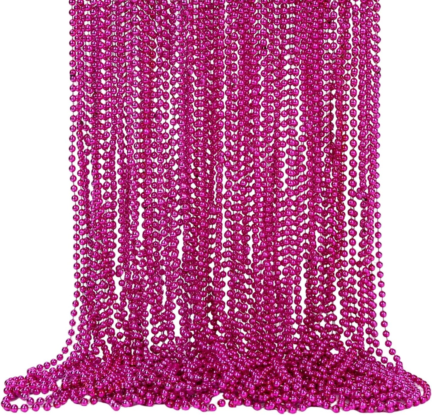 48 Pack Mardi Gras Beads Necklaces, 33 Inch Plastic Beads for Party Favors, Festival Decorations, Parade Throws, Christmas, St. Patrick's Day Celebrations