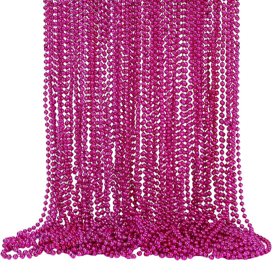 48 Pack Mardi Gras Beads Necklaces, 33 Inch Plastic Beads for Party Favors, Festival Decorations, Parade Throws, Christmas, St. Patrick's Day Celebrations