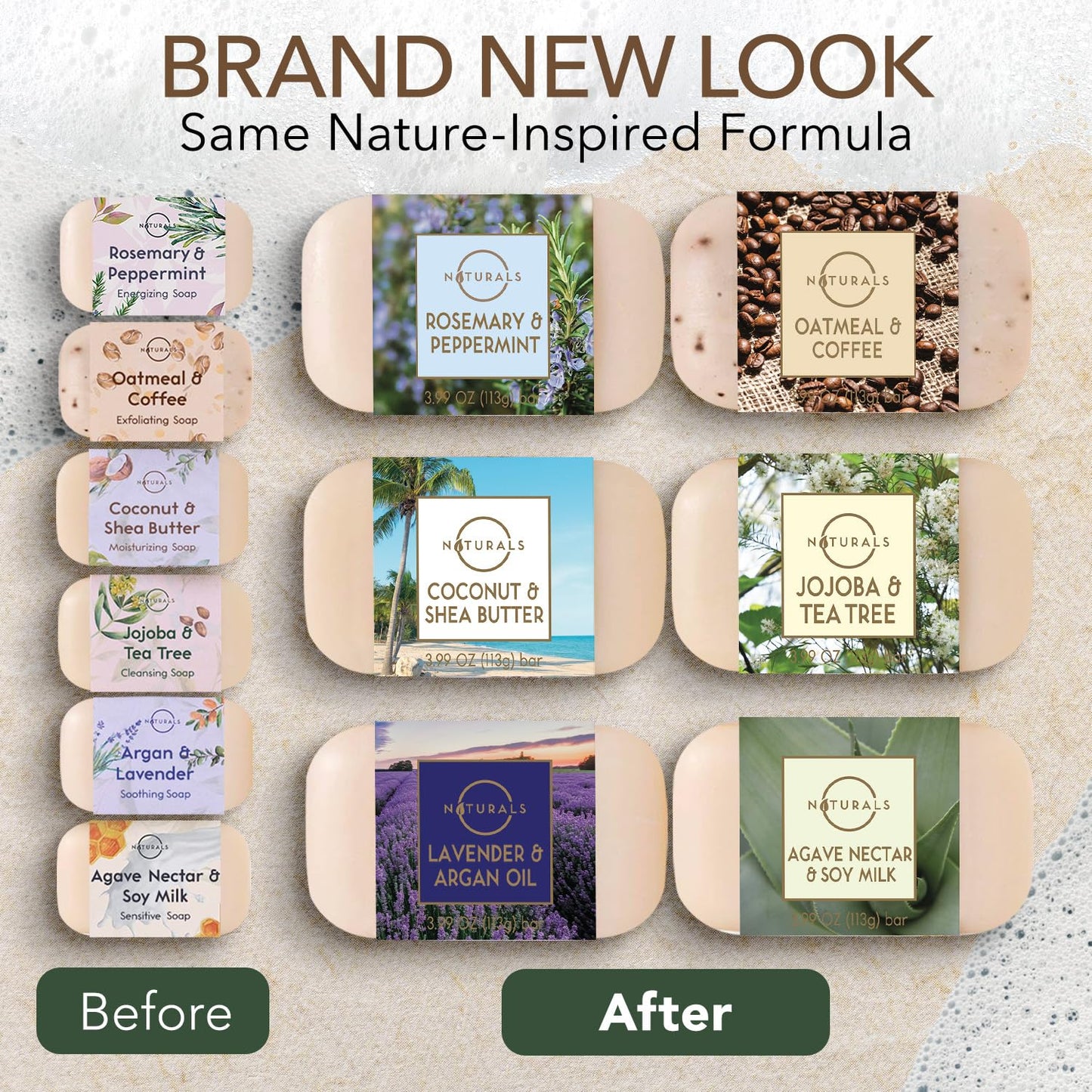 O NATURALS 100% Natural Bar Soap - Gift Set - Organic Ingredients & Essential Oils - Spa Gifts for Women & Men, Body Wash & Face Soap - 6PC Natural Collection